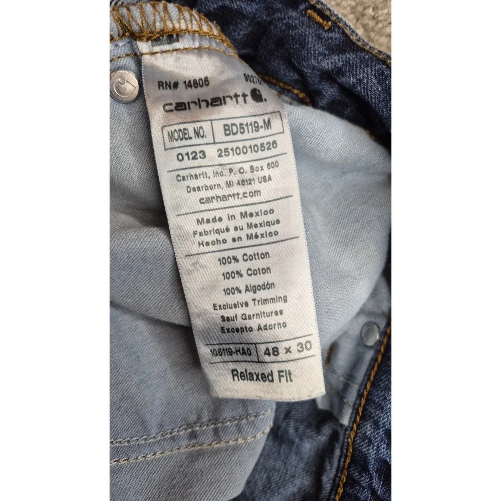 Carhartt‎ Relaxed Fit Blue Jeans Tag 48x30 Workwear Rugged